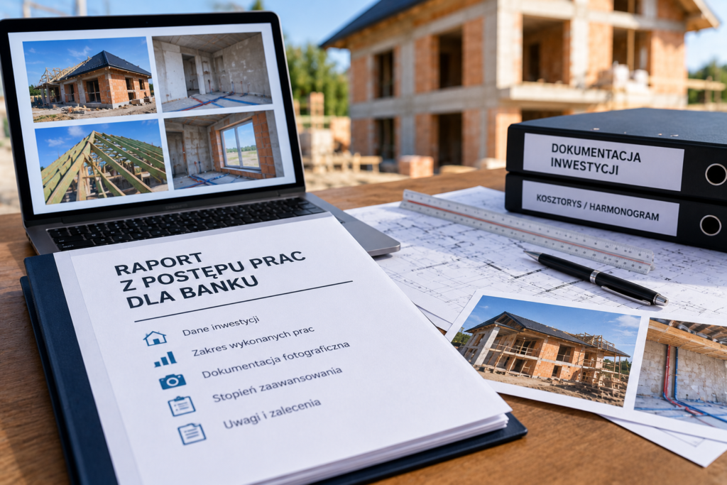 Raport z postępu prac dla banku z dokumentacją fotograficzną budowy